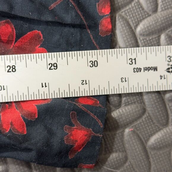 Coldwater Creek Pants Womens Large Black Red Floral Lightweight Side Zip - Picture 7 of 8